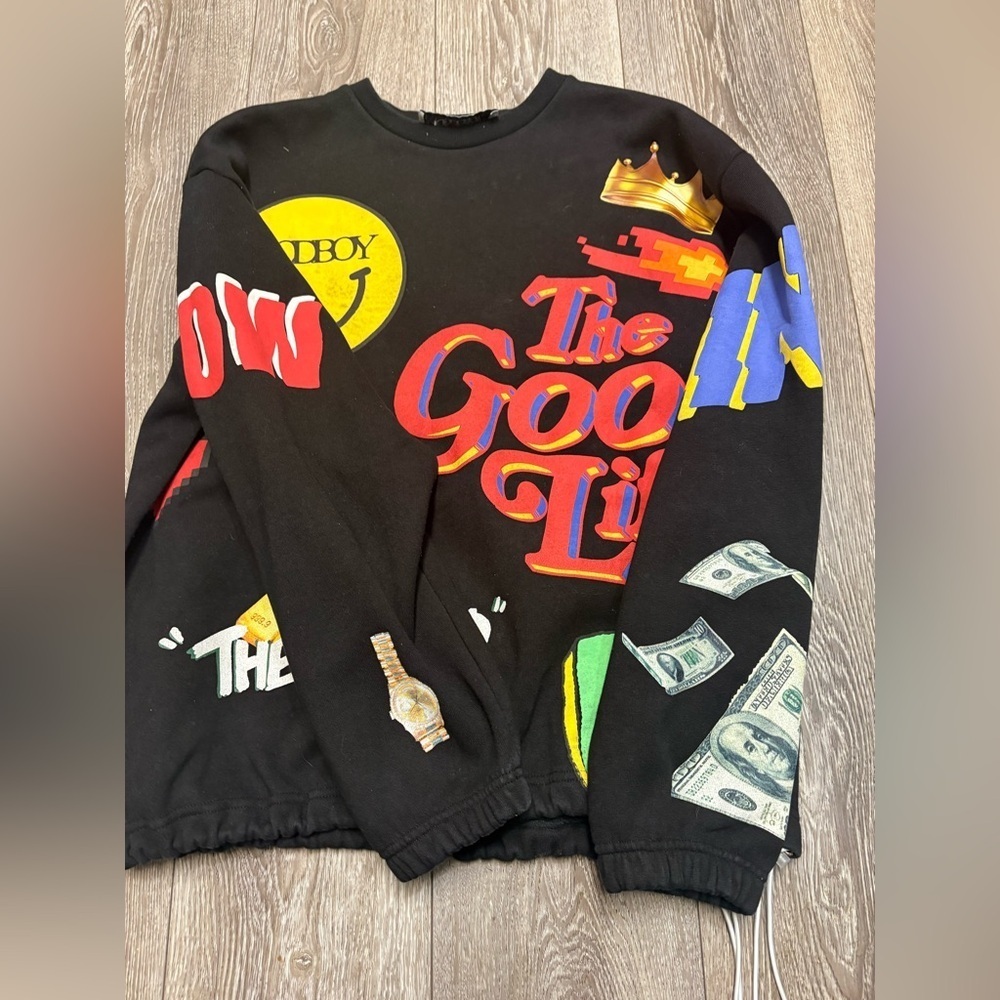 Good boy Black Graphic Sweatshirt with Colorful Prints - Picture 4 of 12